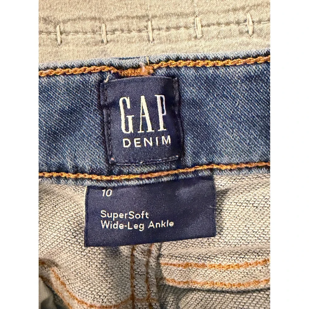 Gap Kids SuperSoft Wide-Leg Ankle Jeans Blue Medium Wash Denim Size 10